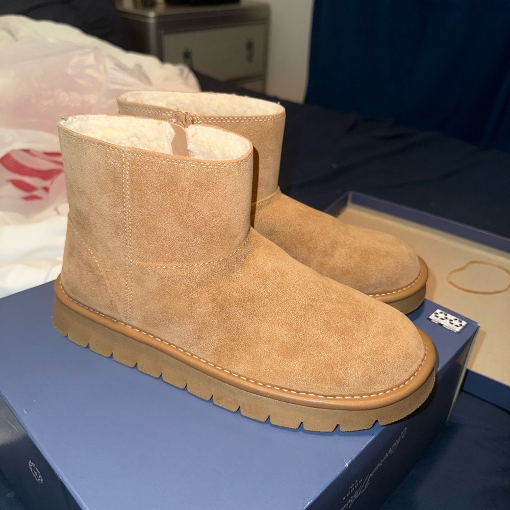 Tan suede boots
